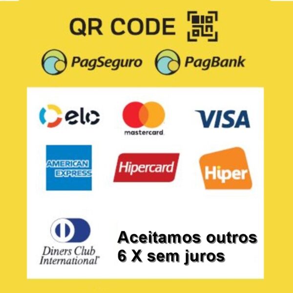 Aceitamos cartão em 6 X